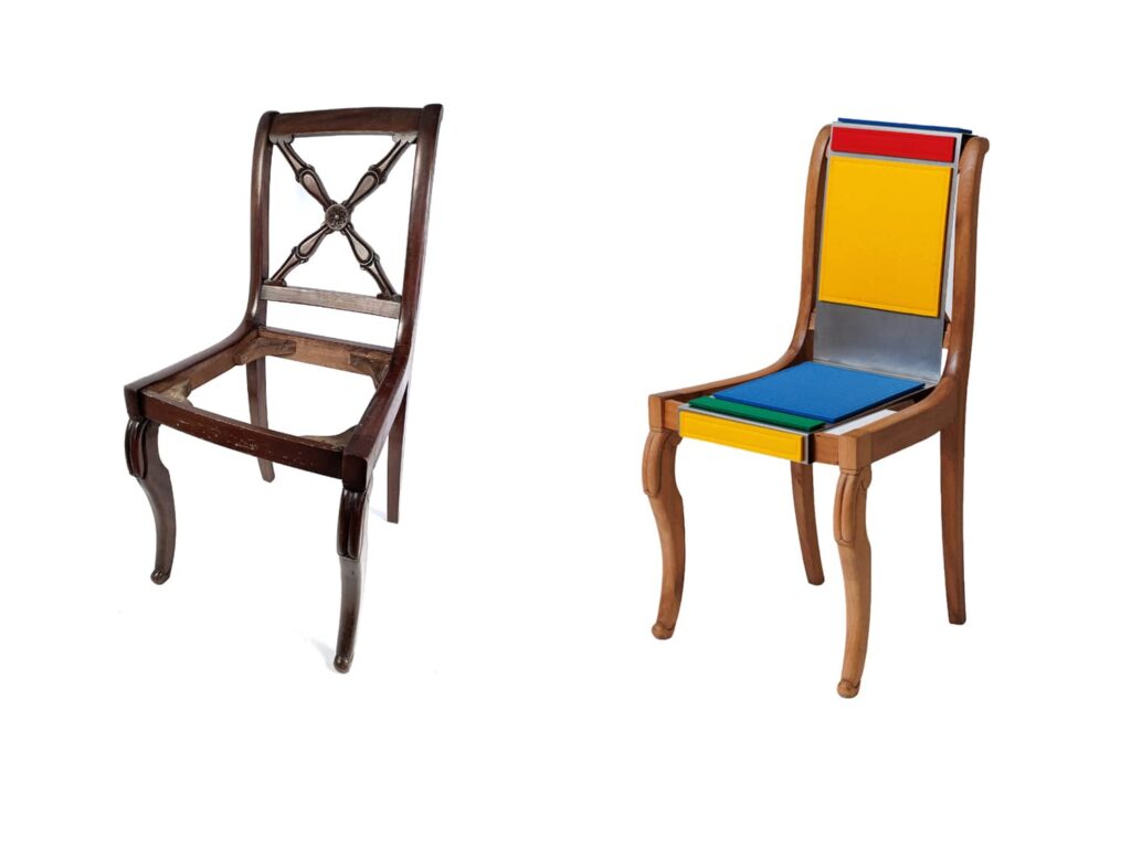 Chaise ancienne modernisé avant/après