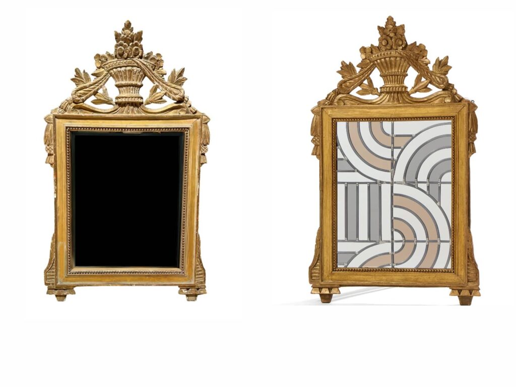 Miroir modernisé avant/après